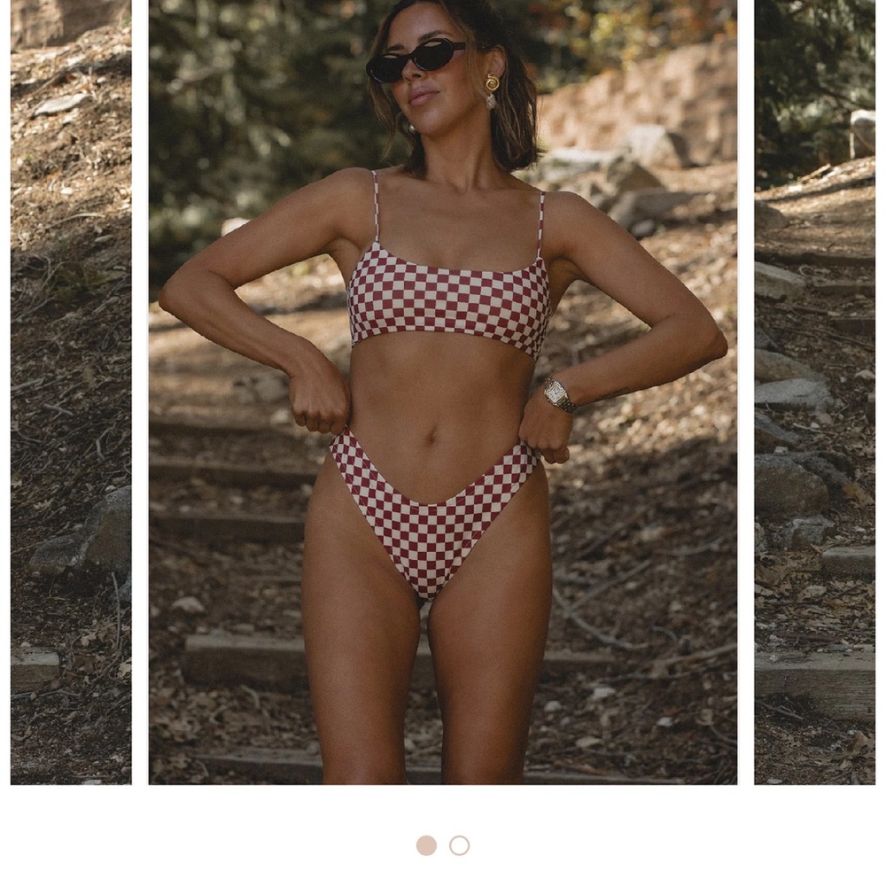 Red and White checkered Bikini top + bottom